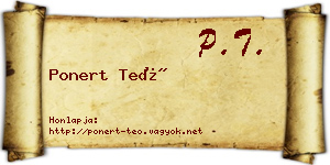 Ponert Teó névjegykártya